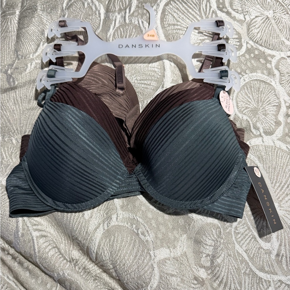 Danskin Ribbed Bra Set - Teal and Brown